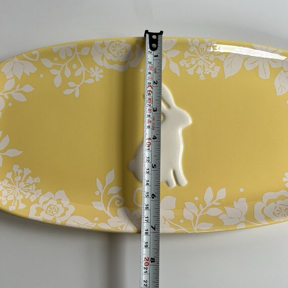 MAGENTA Easter Yellow Bunny Rabbit Serving Tray Platter Plate 14" Damask Floral - Picture 6 of 6